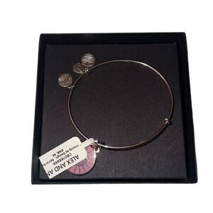 *NEW* Alex And Ani Shiny Silver Spiral Sun Charm Bangle Bracelet